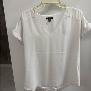 Versona White V-Neck Short Sleeve Blouse